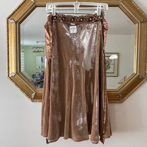 INC Velvet Midi Skirt in Soft Shimmering Brown